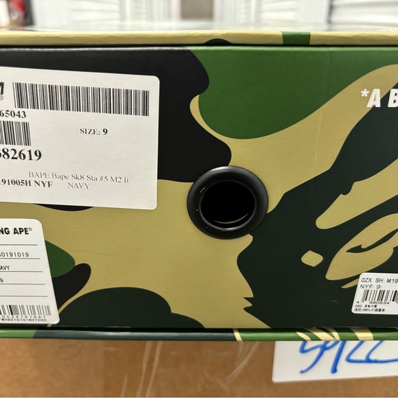 Mens A Bathing Ape Navy sk8-sta shoe Size 9 - Picture 7 of 11